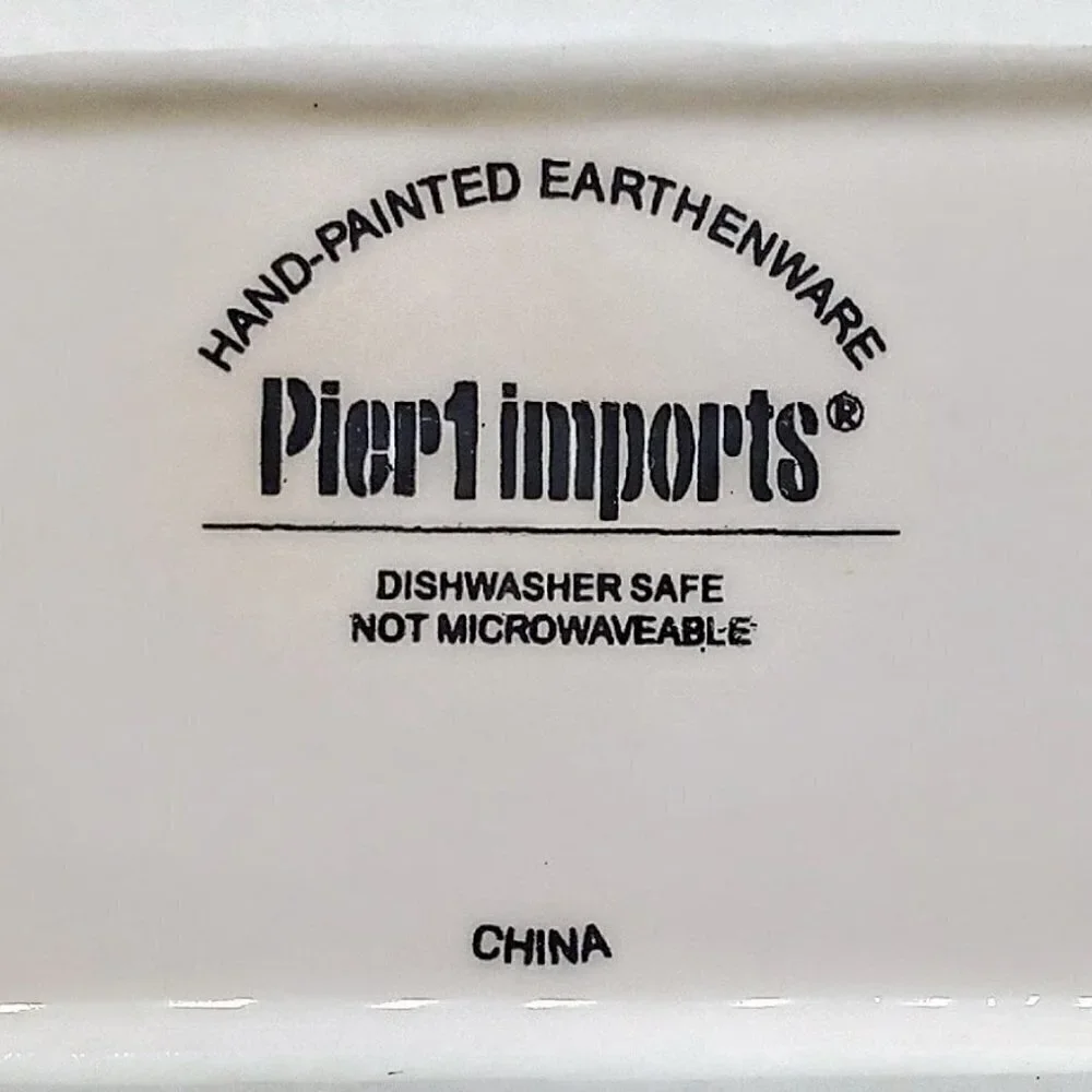 Pier 1 Set of 4 Hand-Painted Earthenware Embossed Condiment Cups